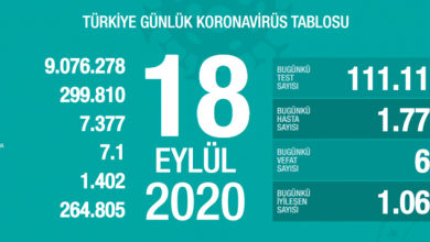 18 Eylül 2020 Cuma koronavirüs tablosu! İl il koronavirüs haritası günlük! Koronavirüs vaka sayısı sayısı artan iller! 18 Eylül Koronavirüsten kaç kişi öldü?